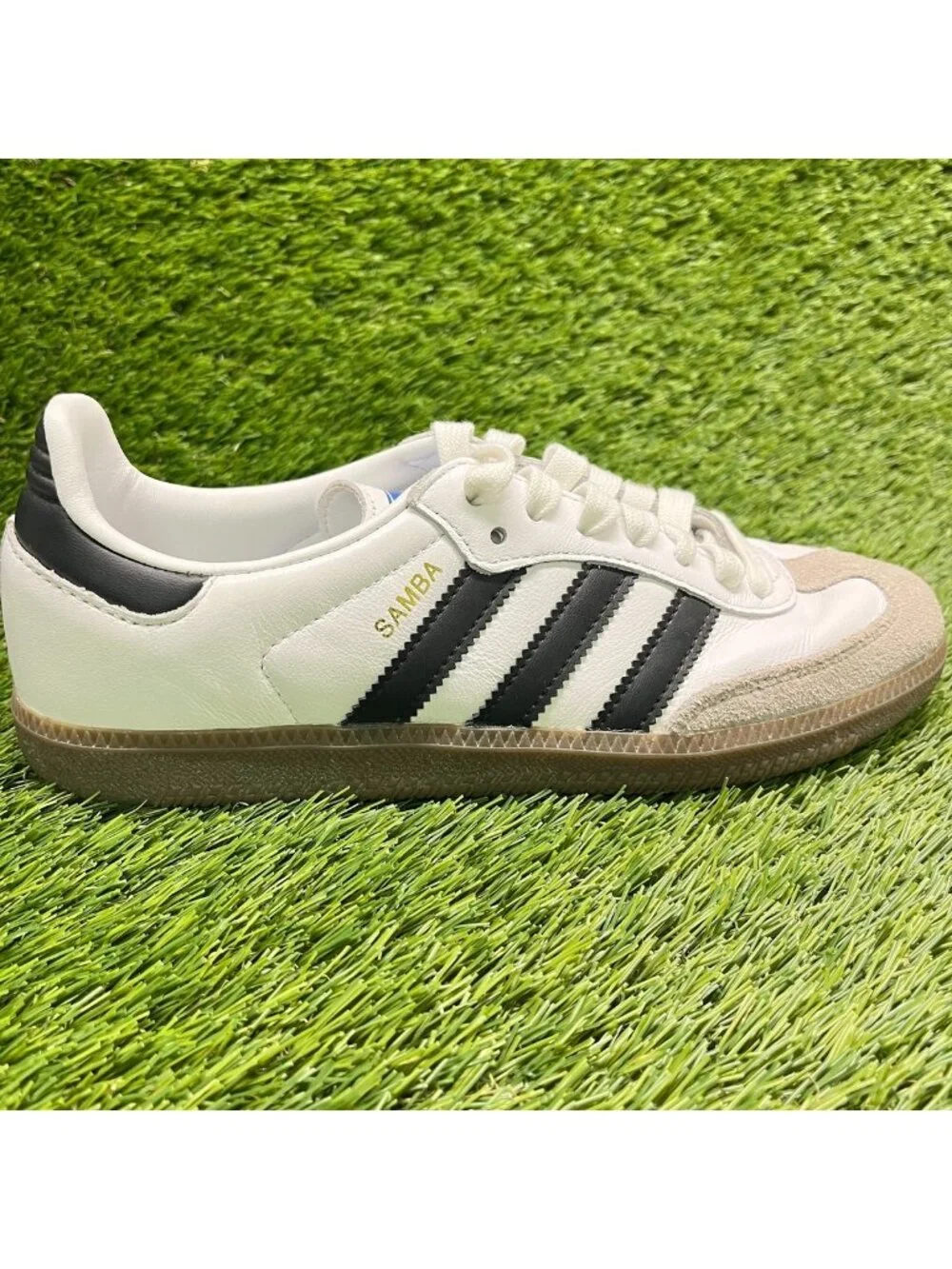 Adidas Samba OG Mens Size 7 White Black Gum Athletic Leather Shoes Sneakers